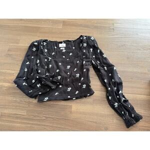 Wilfred Breathless Blouse Floral Black Long Sleeve Size Small